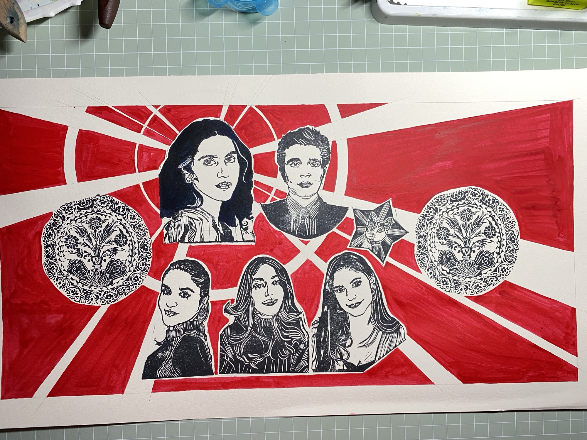 Family Portrait Blockprint: A Hand-Crafted Storytelling